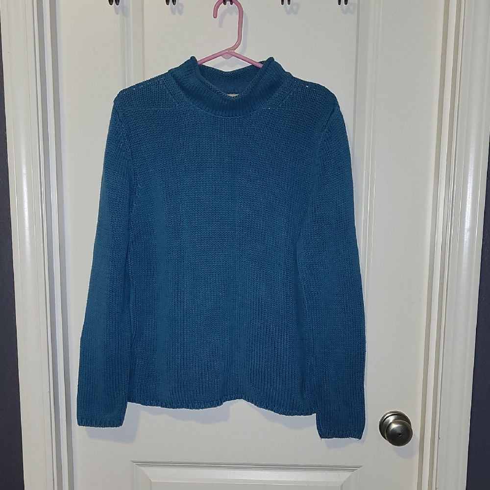 High Sierra Teal Mock Neck Sweater L